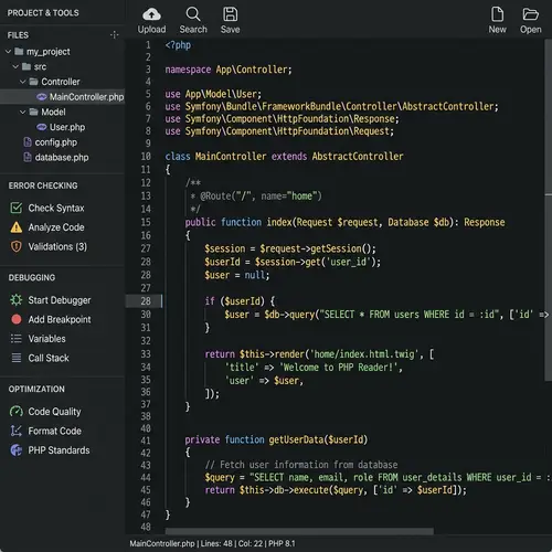 PHP File Reader Software | Syntax Highlighting & Coding Tools