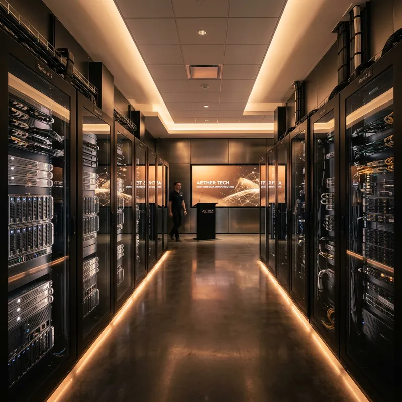 Sleek and Modern Server Room Design for Tech Presentations