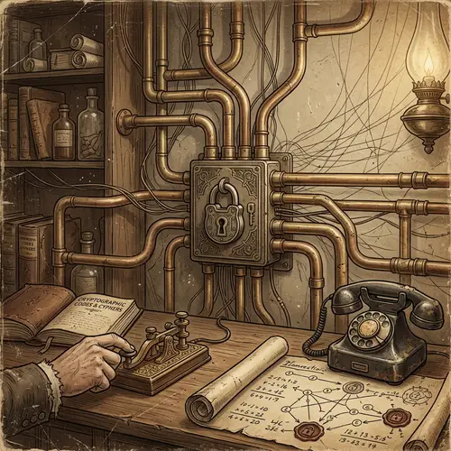 Vintage Secure Network Illustration with Analog Devices