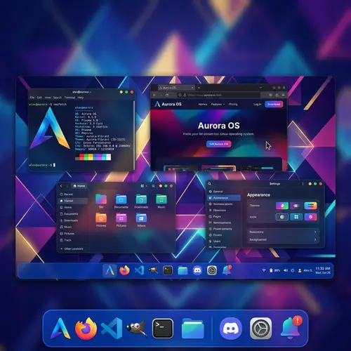 Modern Linux Operating System with Sleek Interface | Bold Colors & Gradients