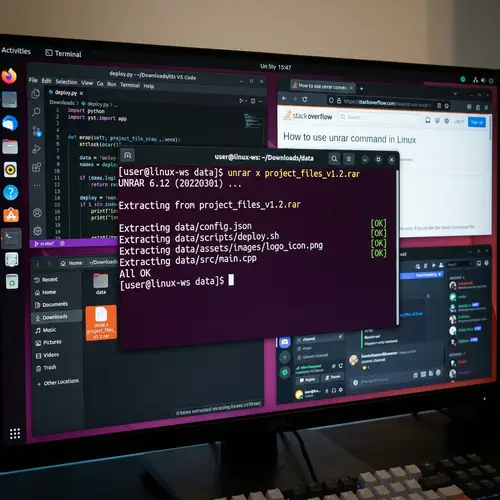 Linux Computer OS: File Extraction from .RAR Archive