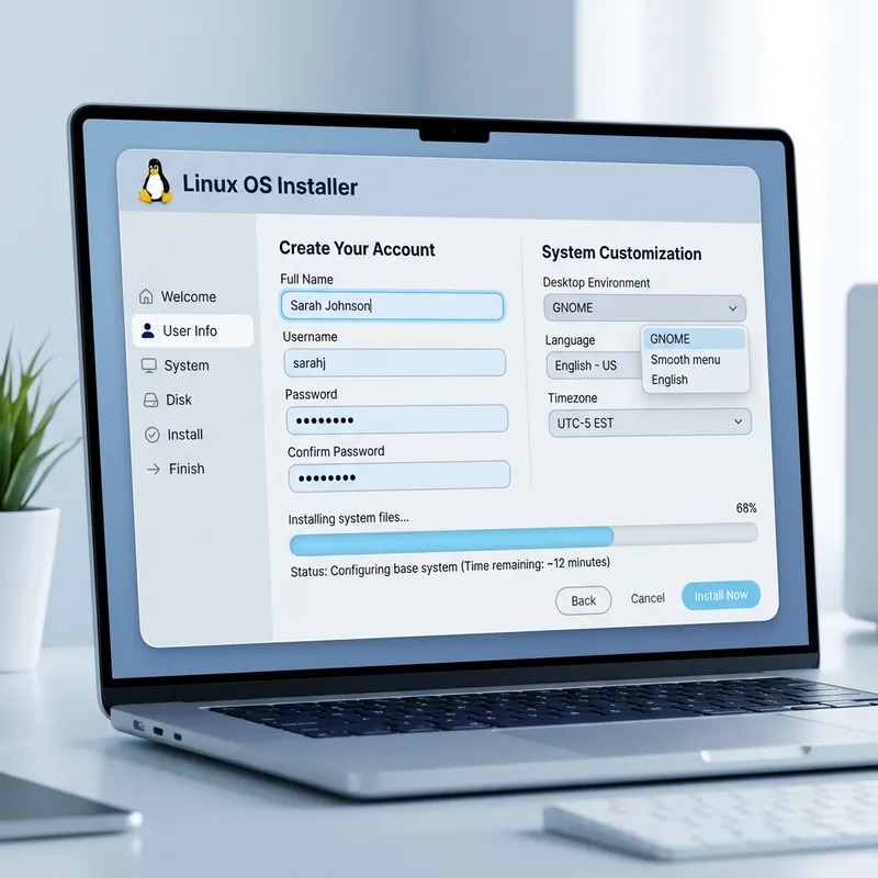 Sleek and Modern Linux OS Installation Design Sleek and Modern Linux OS Installation Design