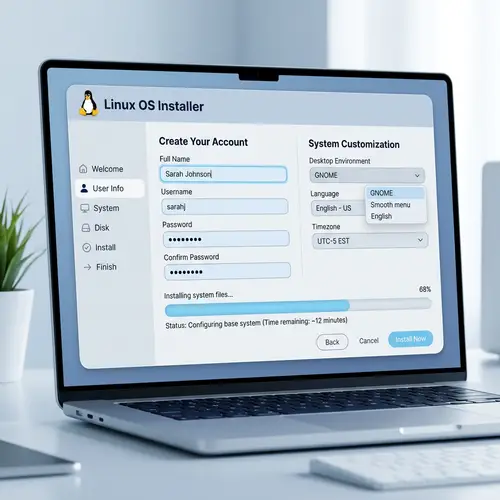 Contemporary Minimalist Linux OS Installation Interface Design