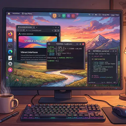 Stable Linux Operating System Illustration | Creative Desktop Design