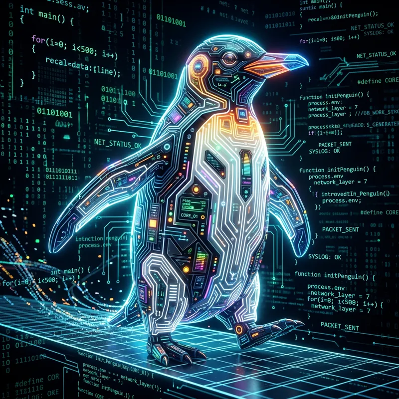 Technological Penguin Art | Futuristic Design