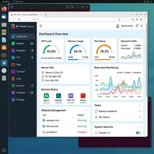 Baota Linux Panel - Clean Lines, Vibrant Colors