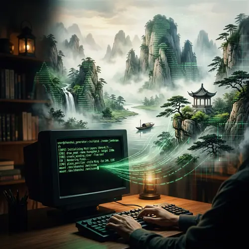 Chinese Art Meets Technology: Surrealistic Fusion Landscape