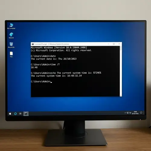 Classic Desktop Screen with Open Command Line Terminal