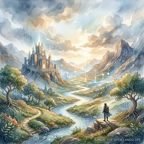 Tech-Infused Linux Landscape: A Digital Open-Source Realm