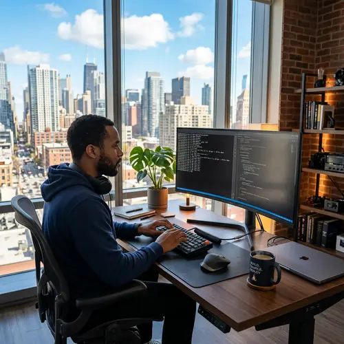 Linux Coding in Modern Tech Workspace