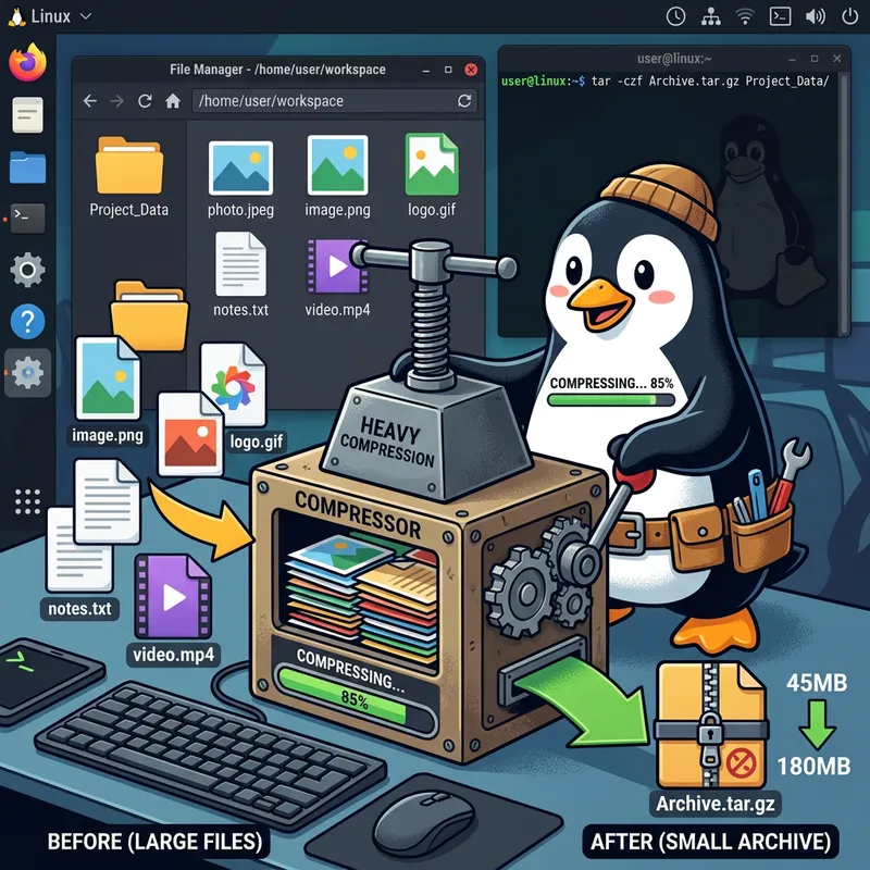 Linux File Compression: Compress JPEG, PNG, GIF Files
