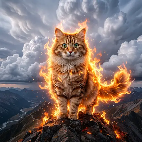 Majestic Fiery Cat | Stunning Visuals | Pearl Clouds