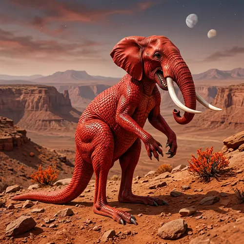 Hybrid Creature with Martian Elephant and Earth Kangaroo Features