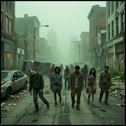 Chilling Zombie Apocalypse: Haunted City Street Scene