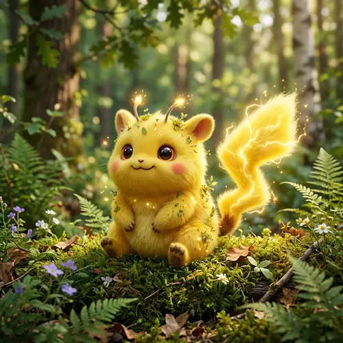 Adorable Yellow Electricity-Themed Creature