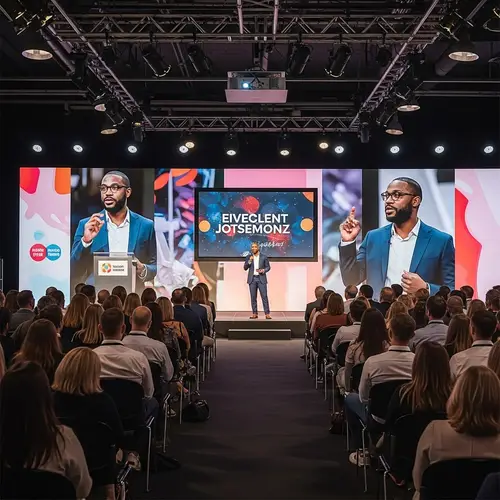 Dynamic Keynote Speaker in Modern Auditorium