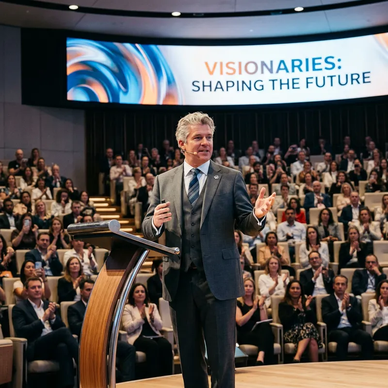 Dynamic Keynote Speaker in Modern Auditorium Dynamic Keynote Speaker in Modern Auditorium