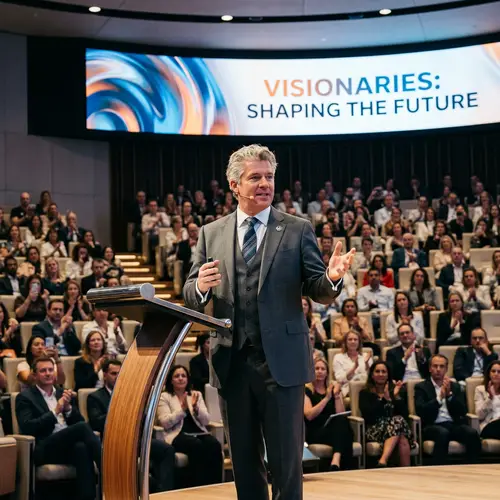 Dynamic Keynote Speaker in Modern Auditorium