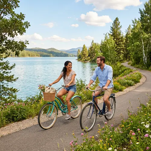 Serene Bike Riding Experience at Beautiful Lake