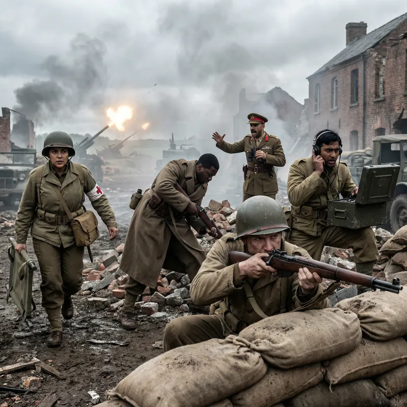 Intense World War II Battle Scene | Diverse Soldiers in Action