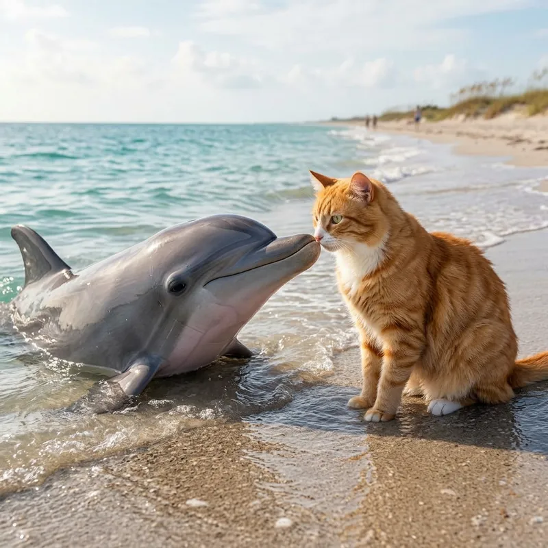 Dolphin Kisses Ginger Cat