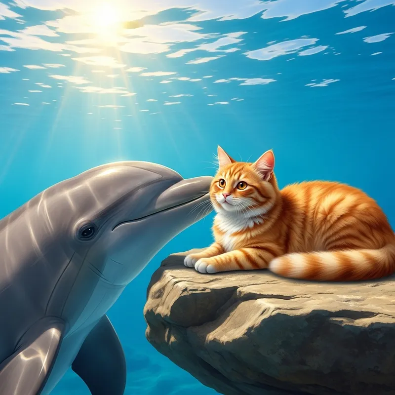 Dolphin Kisses Ginger Cat