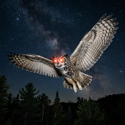 Majestic Owl with Glowing Infrared LED Eyes