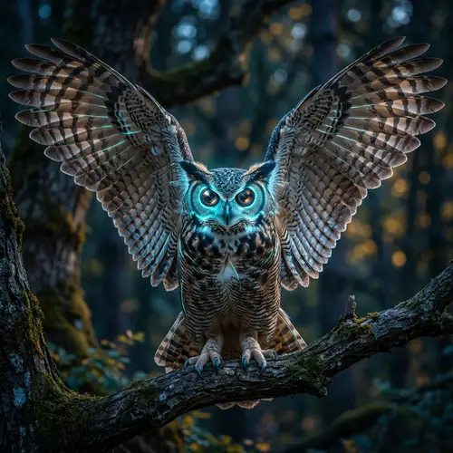 Majestic Owl with LED Lights and Camera Lens Eyes