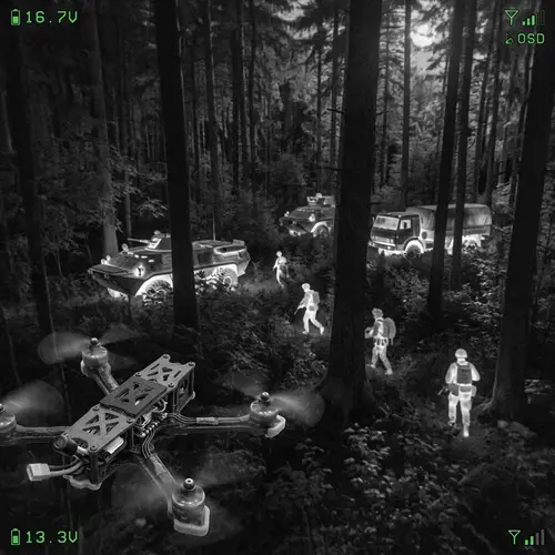 Night Vision FPV Drone Captures Dark Forest Secrets