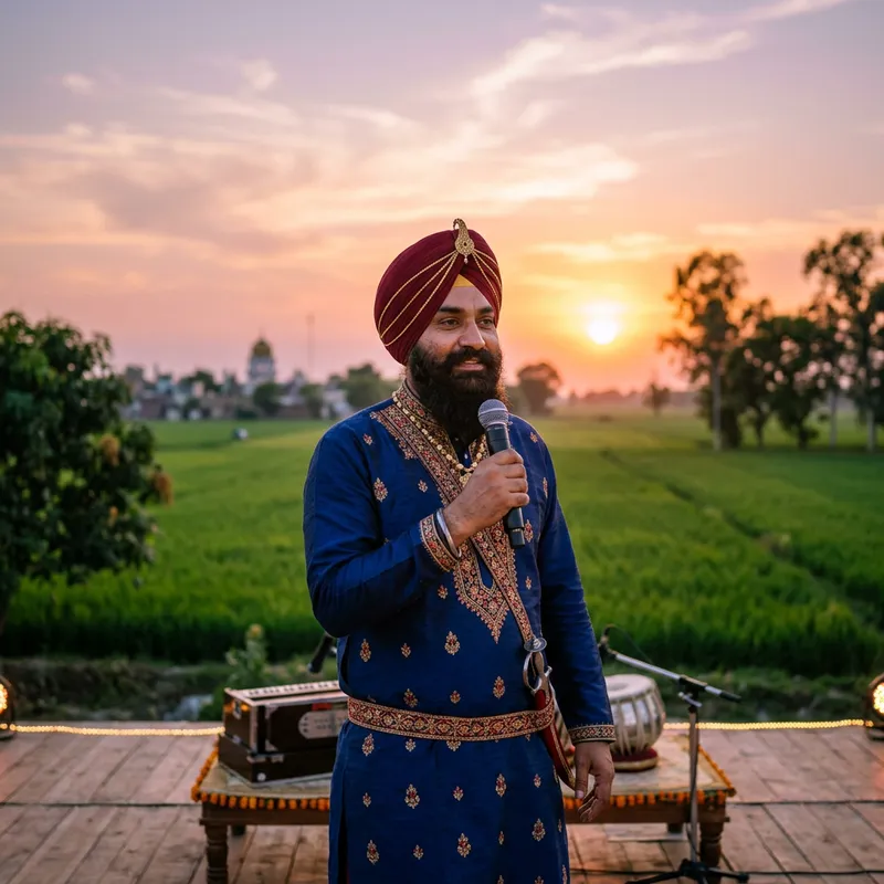 Traditional Punjabi Attire by Jass Manke in Evening Landscape