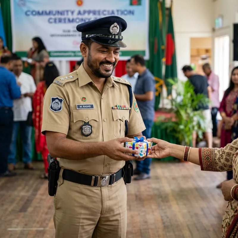 Asian Police Officer Receiving Award