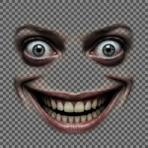 Creepy Grinning Mouth and Eyes Image