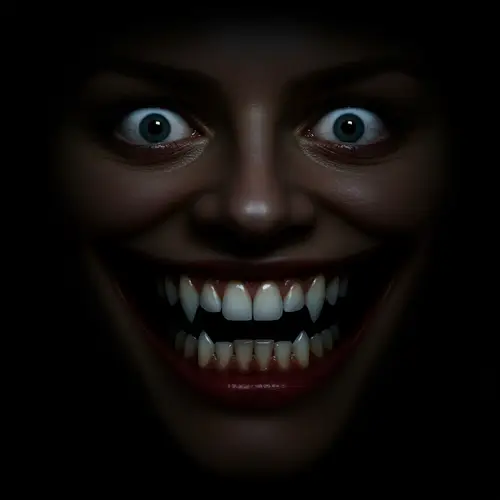 Creepy Grinning Mouth and Eyes Image