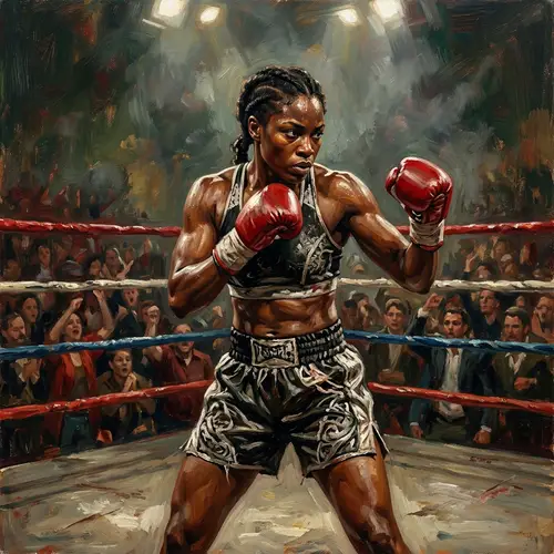 Tough Woman Fighter in Vast Boxing Ring | Diverse Ethnicity