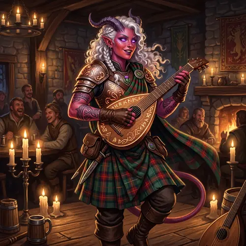 Scottish Tiefling Bard Character Concept Art | Digital Painting