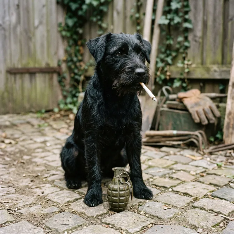 Cool Westfalenterrier with Cigarette & Grenade Cool Westfalenterrier with Cigarette & Grenade