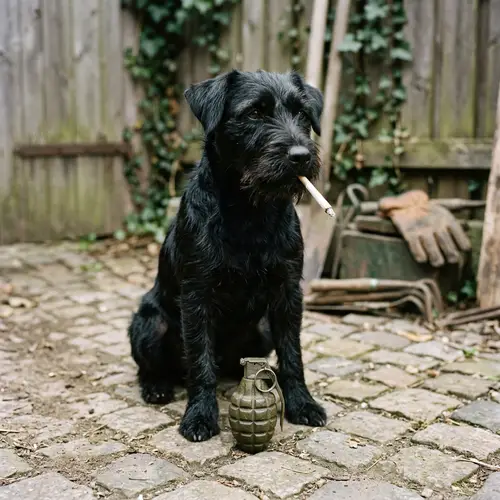 Cool Westfalenterrier with Cigarette & Grenade