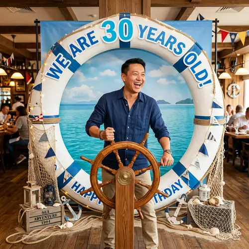 Nautical Themed Restaurant Photo Zone | Celebrating 30 Years