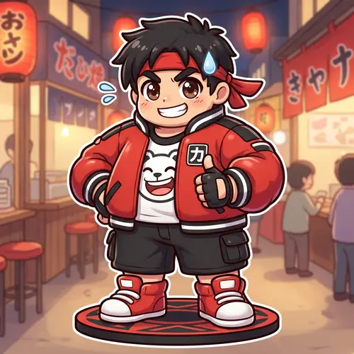 Chibi-Style Anime Figure in Red, White & Black Clothing