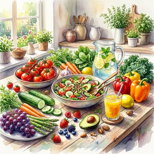 Vibrant Watercolor of a Healthy Diet