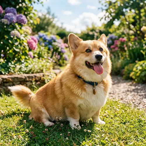 Plump Dog with Expressive Eyes Enjoying Sunlight