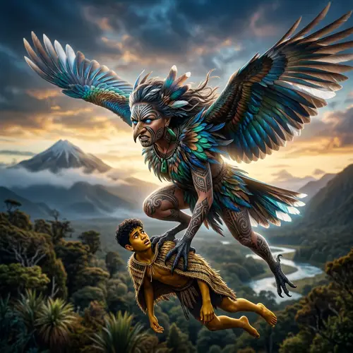 Kurangaituku: Maori Bird Woman Mythology with Blue Eyes and Feathers