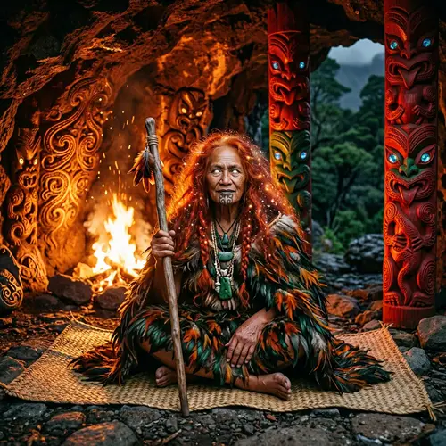 Mahuika: Guardian of Fire & Wise Crone in Feather Cloak