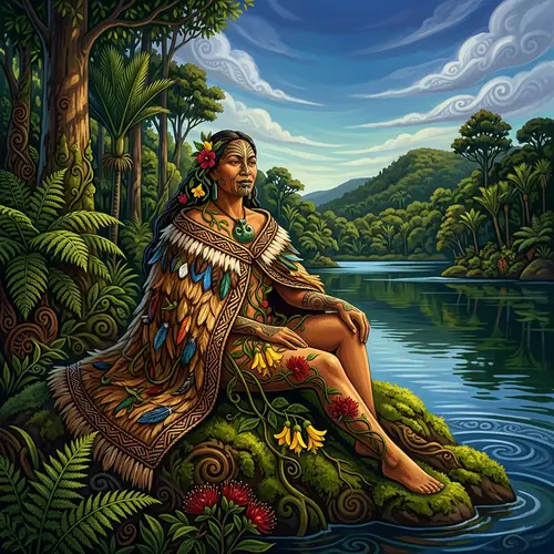 Papatuanuku, Maori Earth Mother - Tribal-Inspired Artwork Celebrating New Zealand's Richness