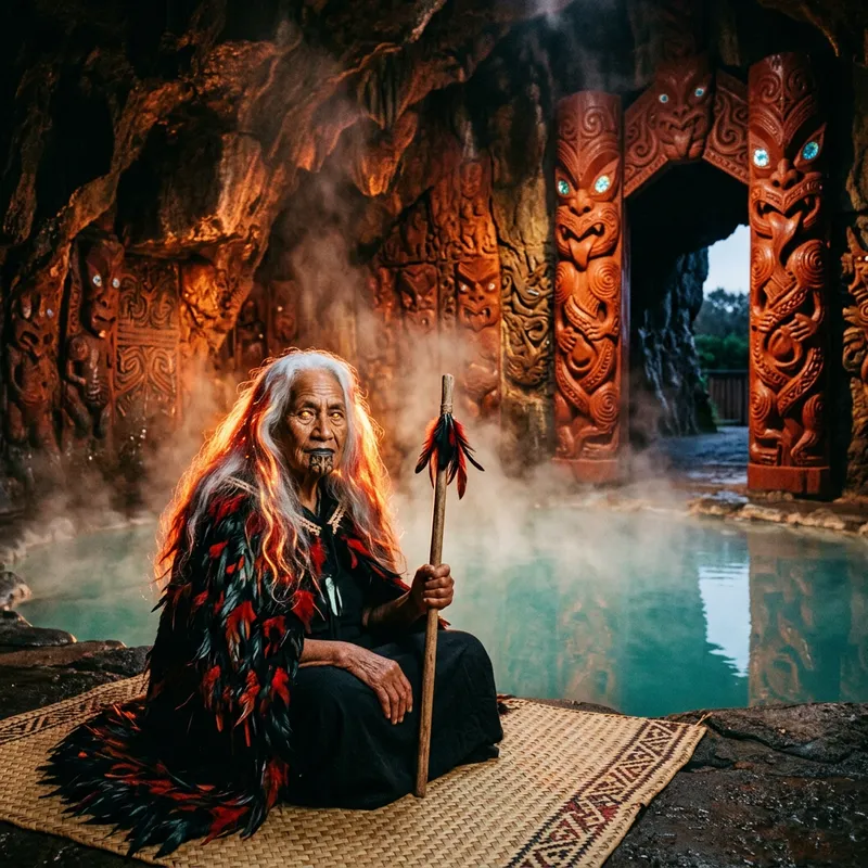 Mahuika - Wise Guardian of Fire with Fiery Spiritual Glow