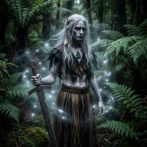 Patupaierehi: Mythical Maori Vampire Fairy in Fern Forest
