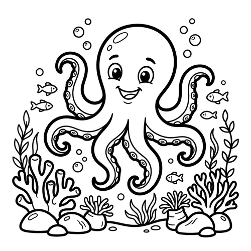 Octopus Coloring Page for Kids - Fun Underwater Art