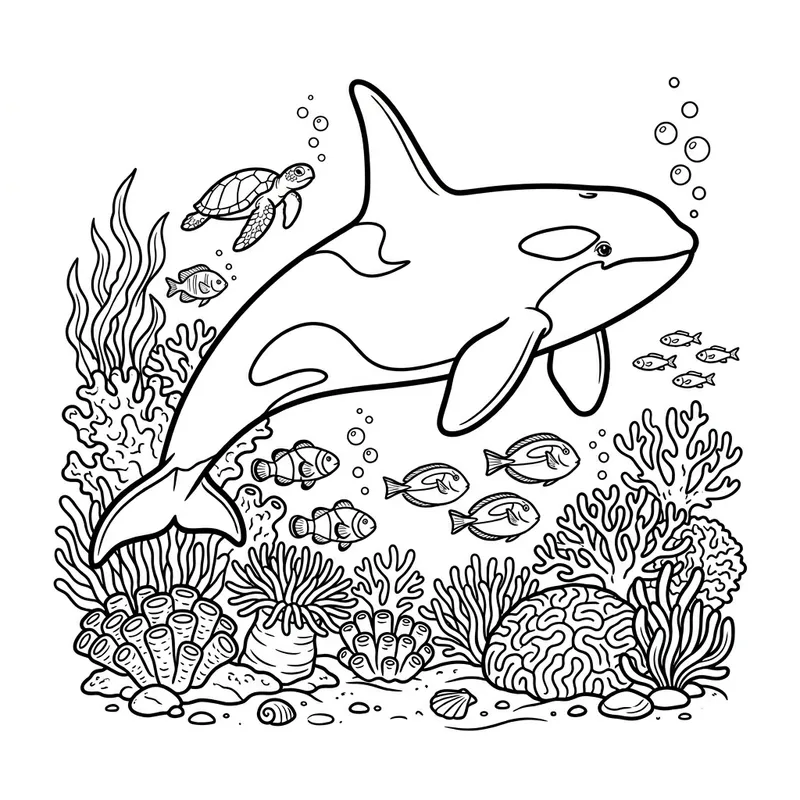 Underwater Marine Animal Coloring Page