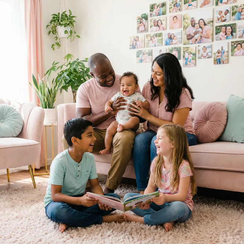 Heartwarming Multiethnic Family Photo with Joyful Atmosphere Heartwarming Multiethnic Family Photo with Joyful Atmosphere