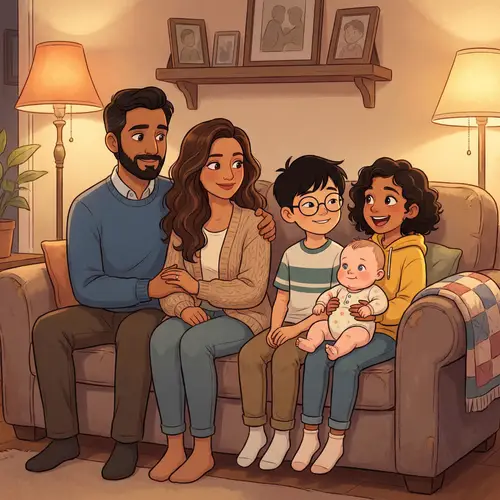 Animated Multicultural Family Portrait of Unity and Happiness